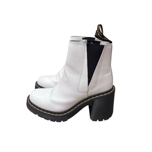 Dr. Martens White Leather Chelsea Ankle Boots Chunky Heel Platform 7 - Picture 4 of 10
